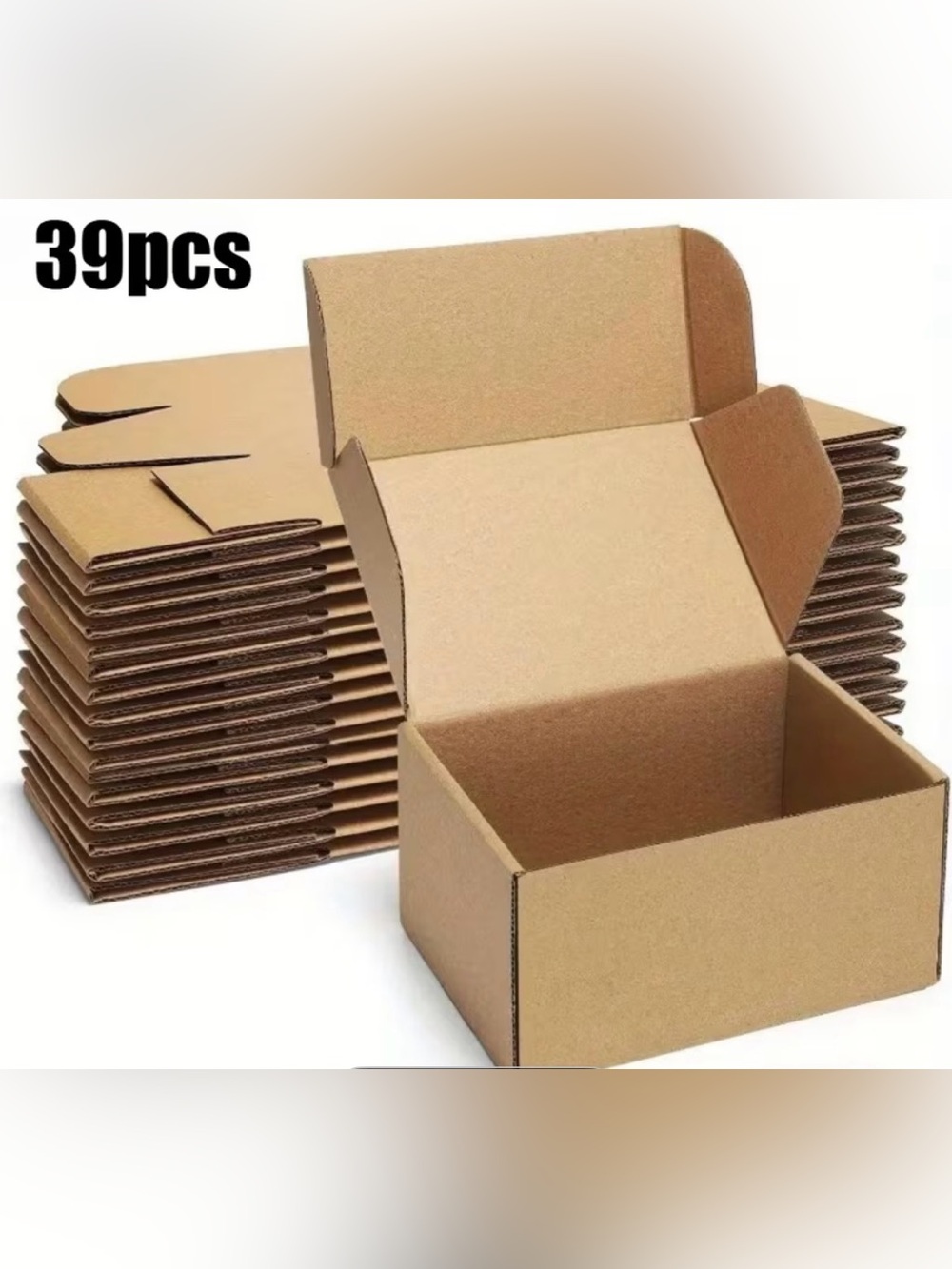 Kraft Cardboard Shipping Boxes - 39-Pack Brown Storage Boxes